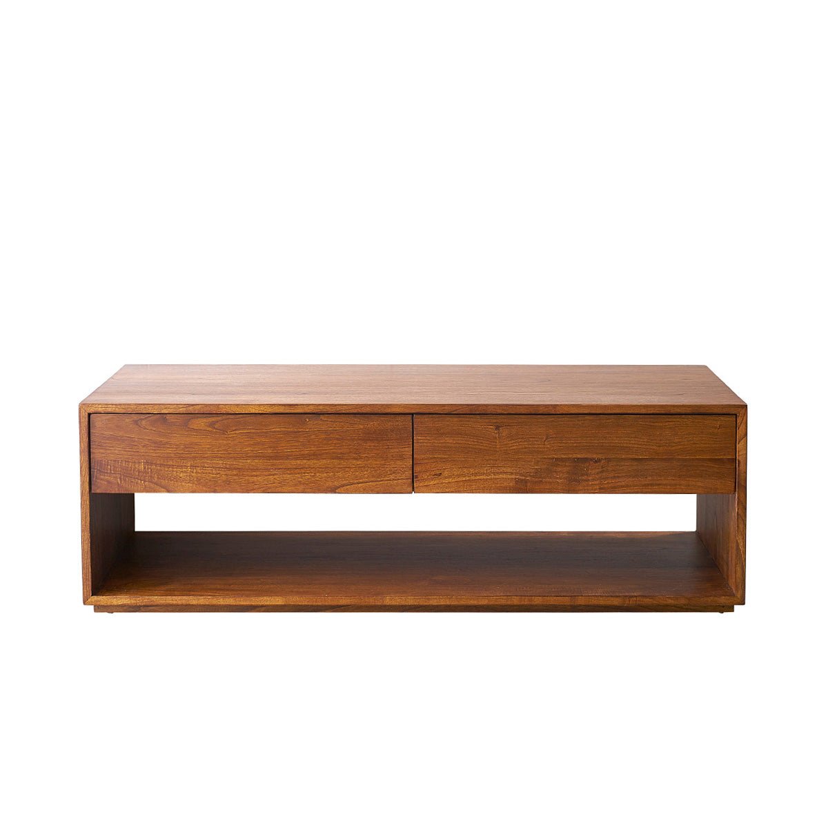 Table basse en bois massif 140 cm 4 tiroirs MILO marron, BERAH GETAH