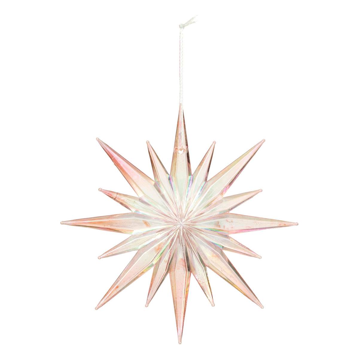 Décoration de sapin étoile rose 12cm rose, ATMOSPHERA