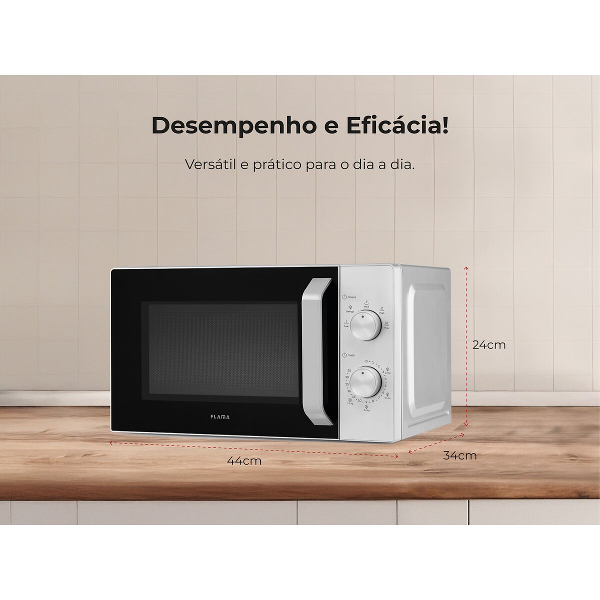 Micro-ondas 20L Cinza 1809FL, FLAMA prateado, FLAMA