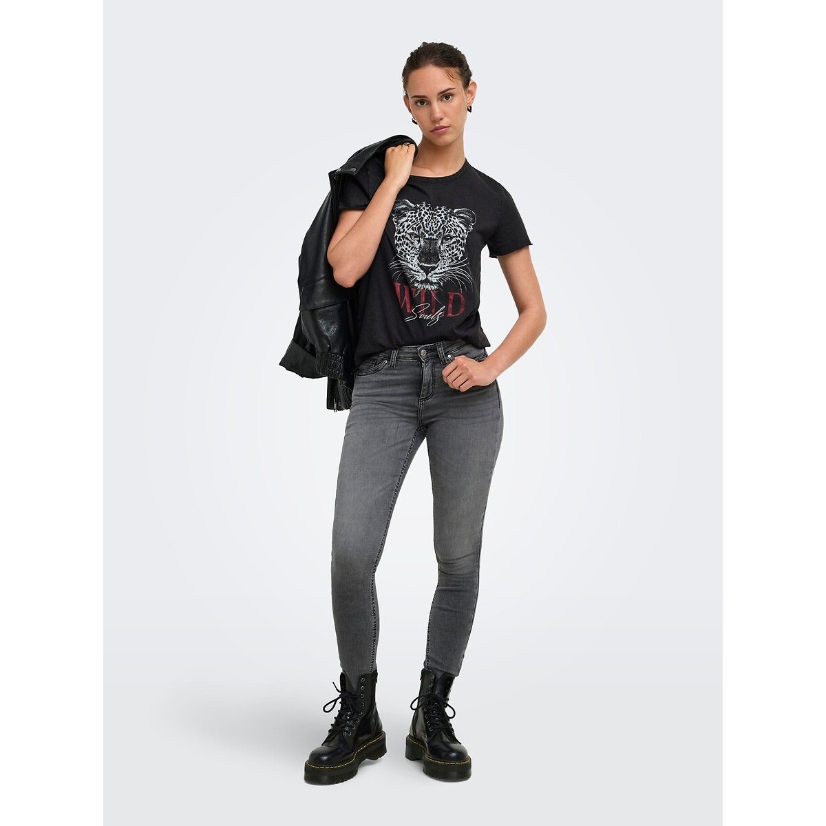 T-shirt col rond à motif noire, ONLY