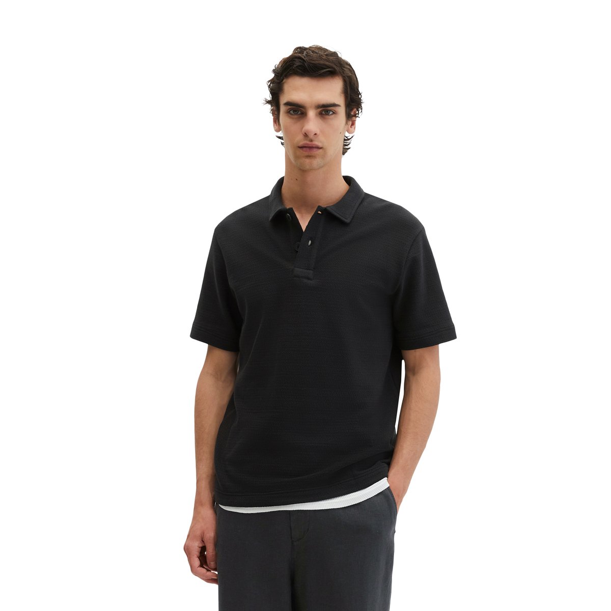 DfC Polo Jersey regular avec une structure fine noir, MARC O'POLO