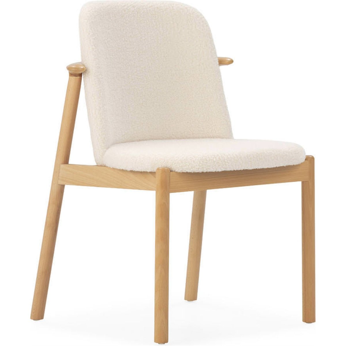 Chaise en hêtre et tissu bouclé naturel et blanc, RECOLLECTION