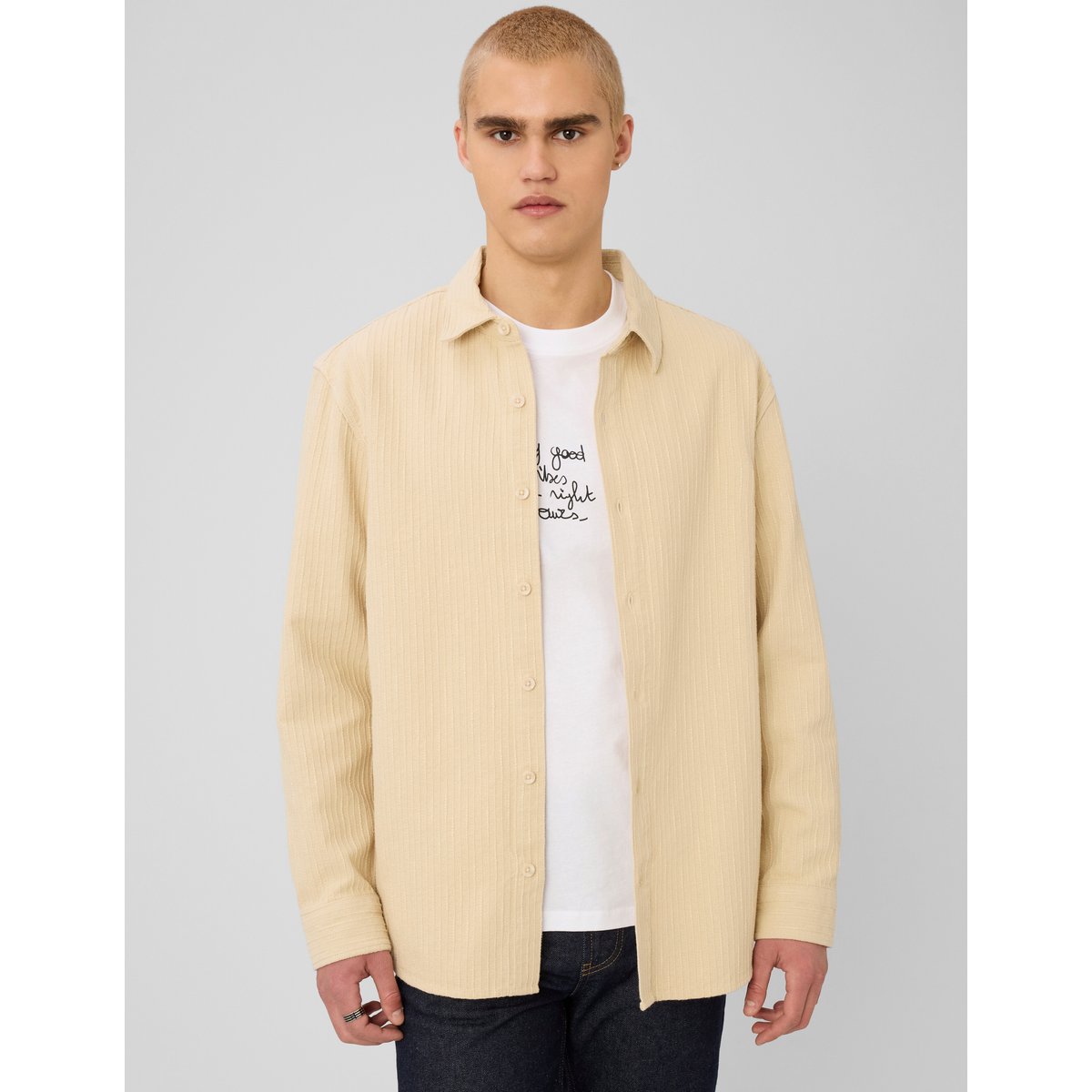 Surchemise reliéfée blanc cassé, BZB