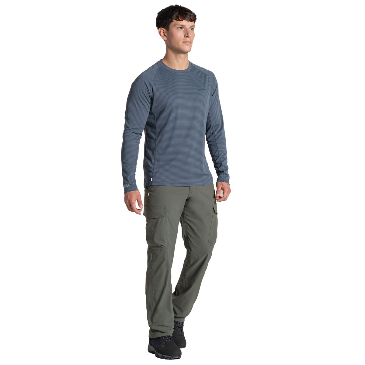 T-shirt uni manches longues gris bleu foncé, CRAGHOPPERS