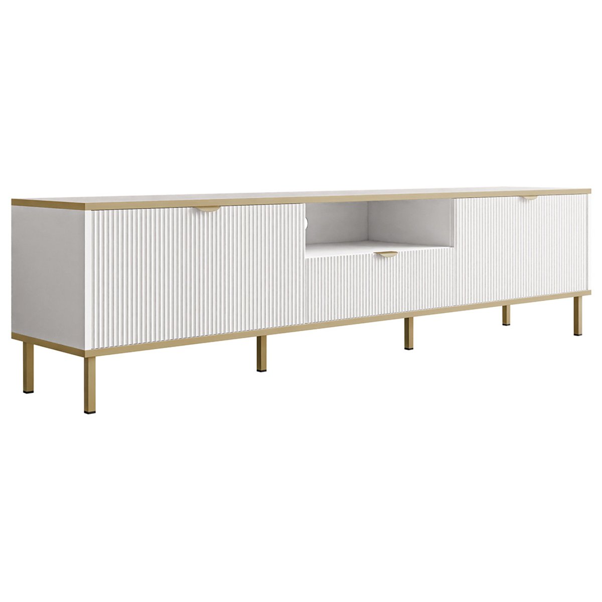 Meuble TV - HOPE blanc / doré, BEST MOBILIER