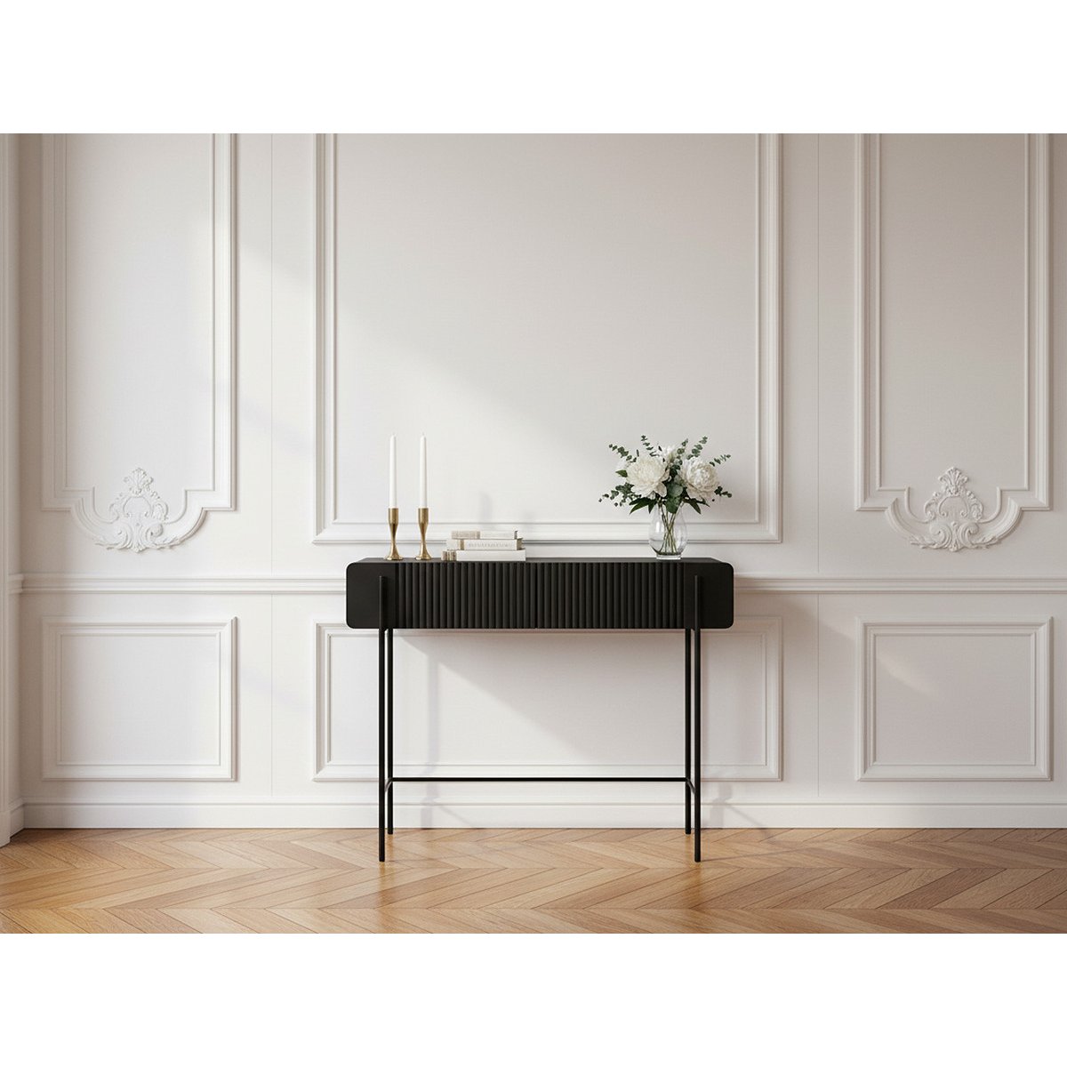 Console 100 cm panneaux de particules et MDF, MATHILDE noir, BOBOCHIC