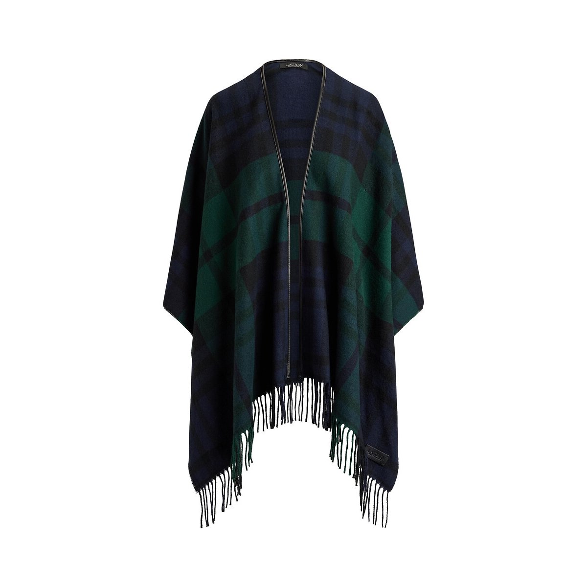 Poncho frangé, à carreaux marine/vert, LAUREN RALPH LAUREN