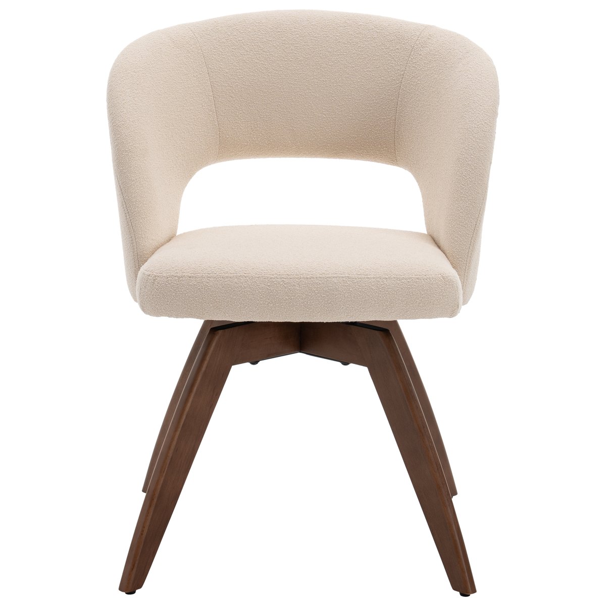 Lot de 2 chaises en bois et tissu boucle, HOLLY beige, bois foncé, HAPPY GARDEN