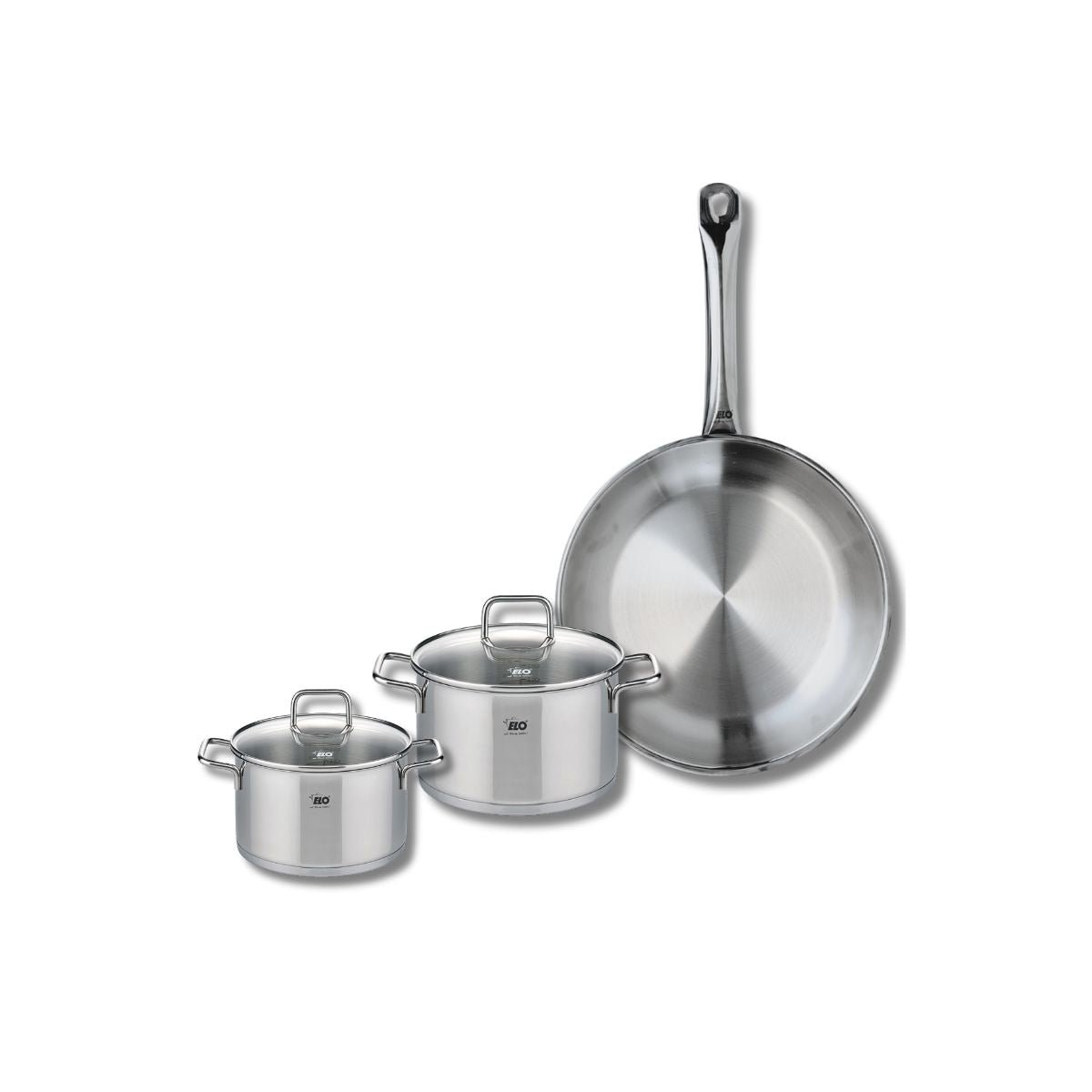 Batterie 1 poêle 28cm + 2 faitouts 14/16cm PROFI CITRIN inox, ELO