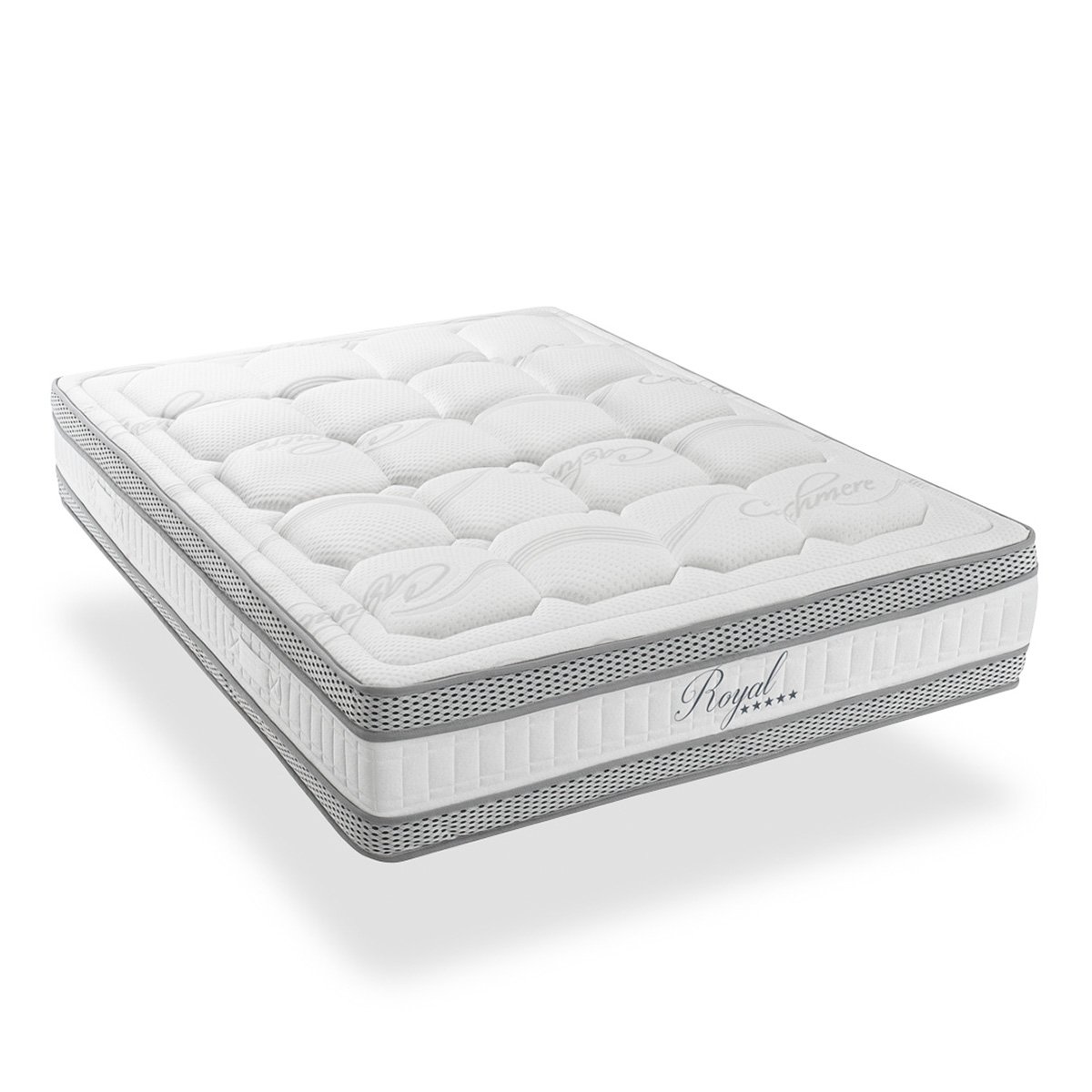 Pack Prêt à dormir ROYAL 5*Matelas Mémoire de forme + Sommier + Accessoires blanc, HYPSOM