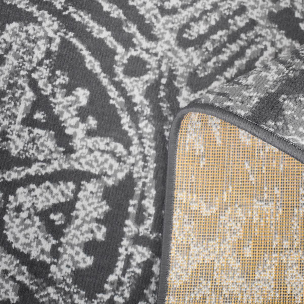 Tapis salon et chambre tissé motif rétro-vintage LYN1 TRANBY gris, beige, UN AMOUR DE TAPIS