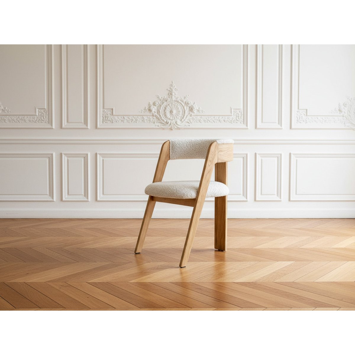 Lot de 2 chaises tissu bouclette, BORELY marron clair, BOBOCHIC
