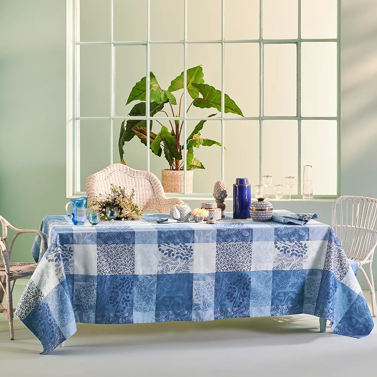 Serviette pur coton MILLE RAMEAUX bleu, GARNIER THIEBAUT
