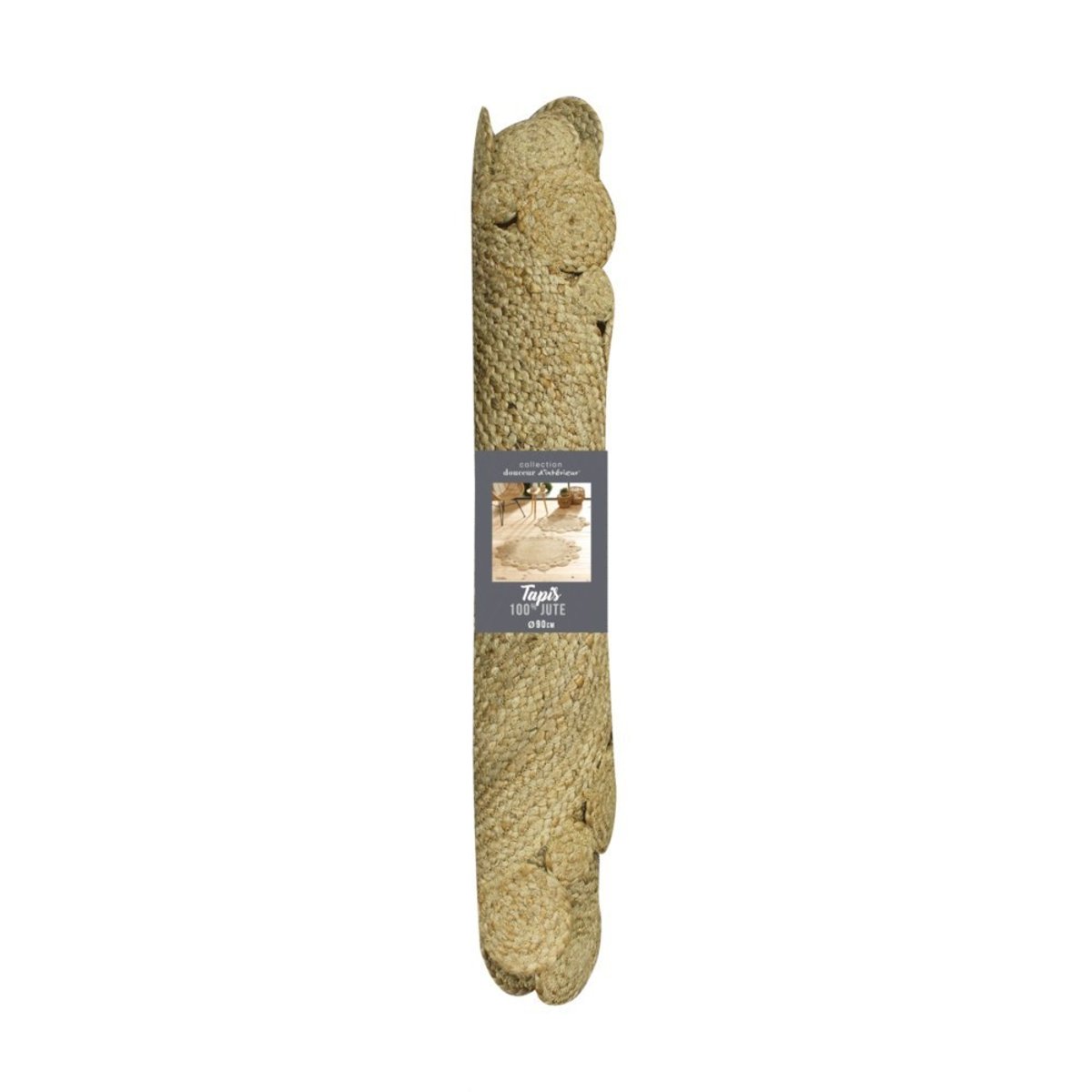 Tapis Rond Jute Ajouré 90 Cordou beige, DECORATIE