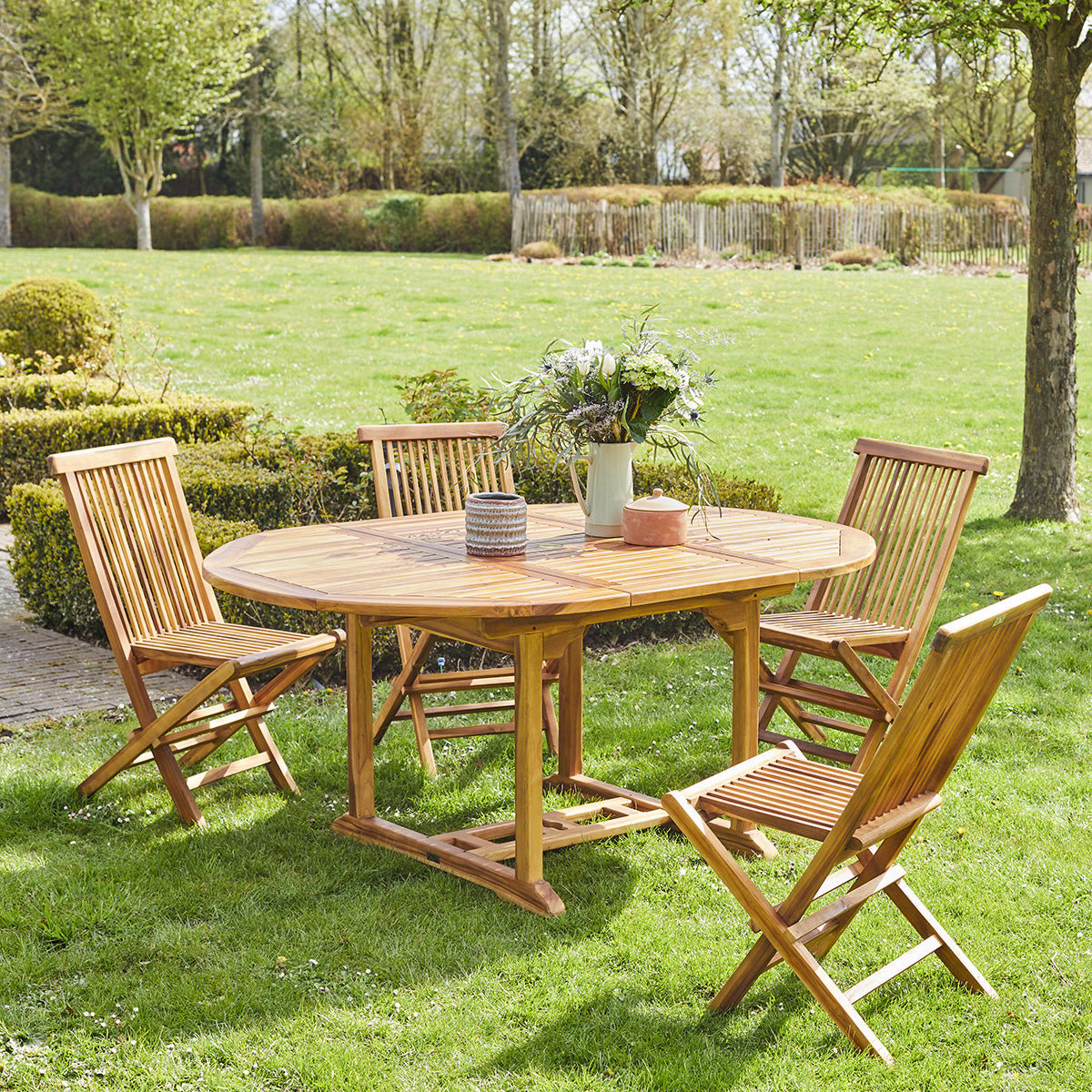 Salon de jardin en teck huilé extensible 4/8 places BALI marron, BERAH GETAH