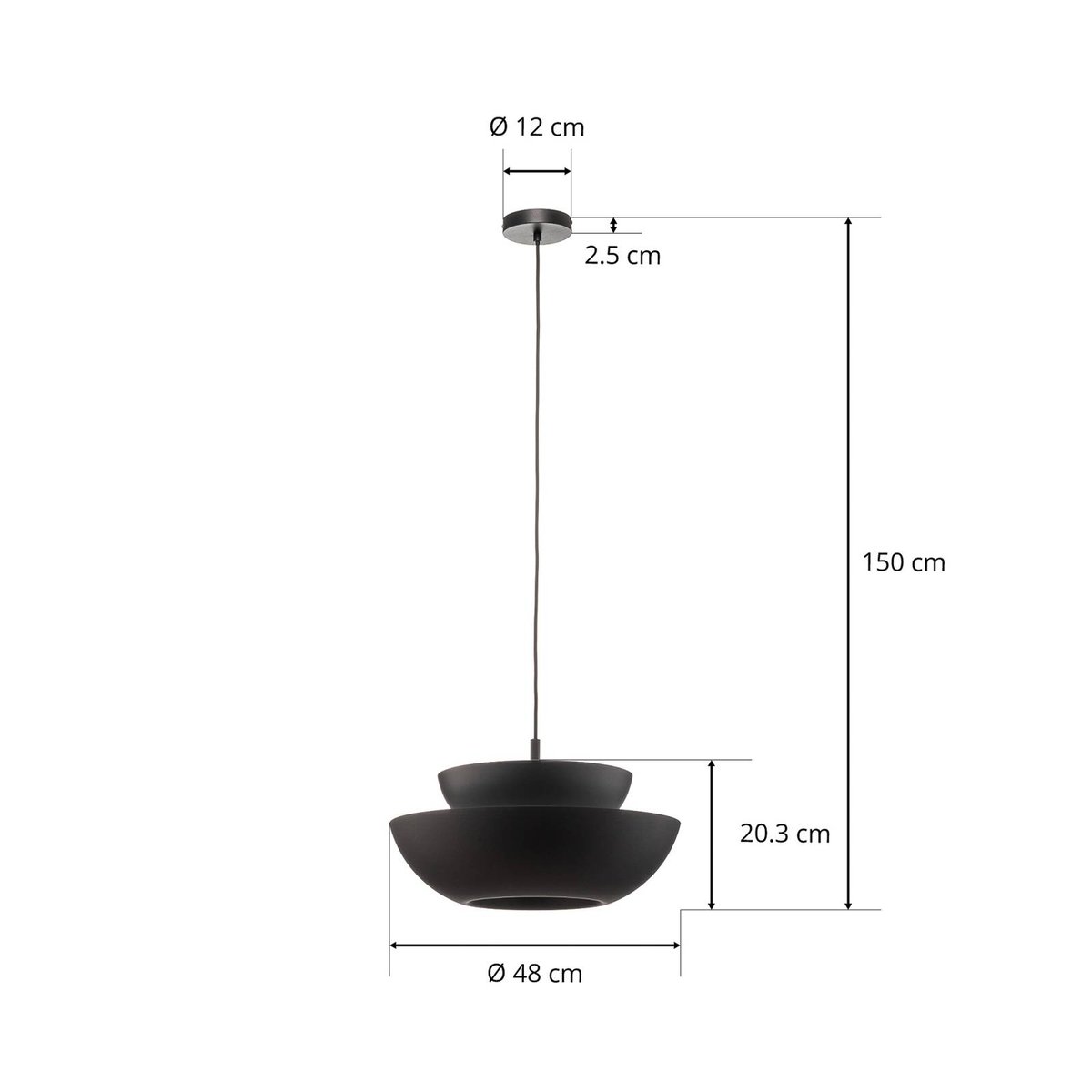 Suspension en métal design, Kellina noir, LUCANDE
