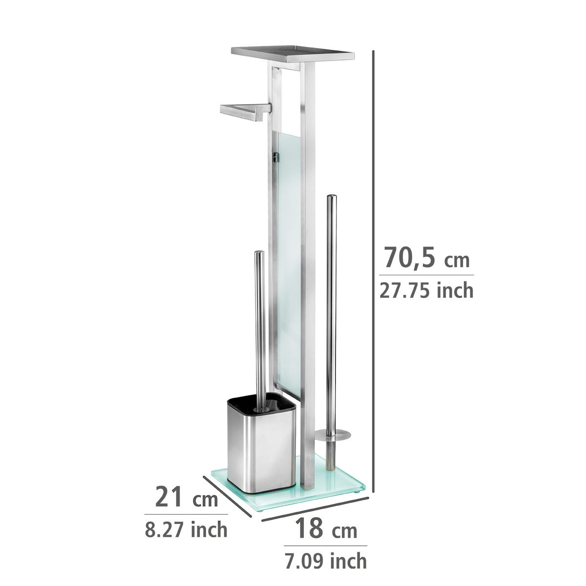 Serviteur WC porte-papier, brosse DEBAR inox mat, WENKO