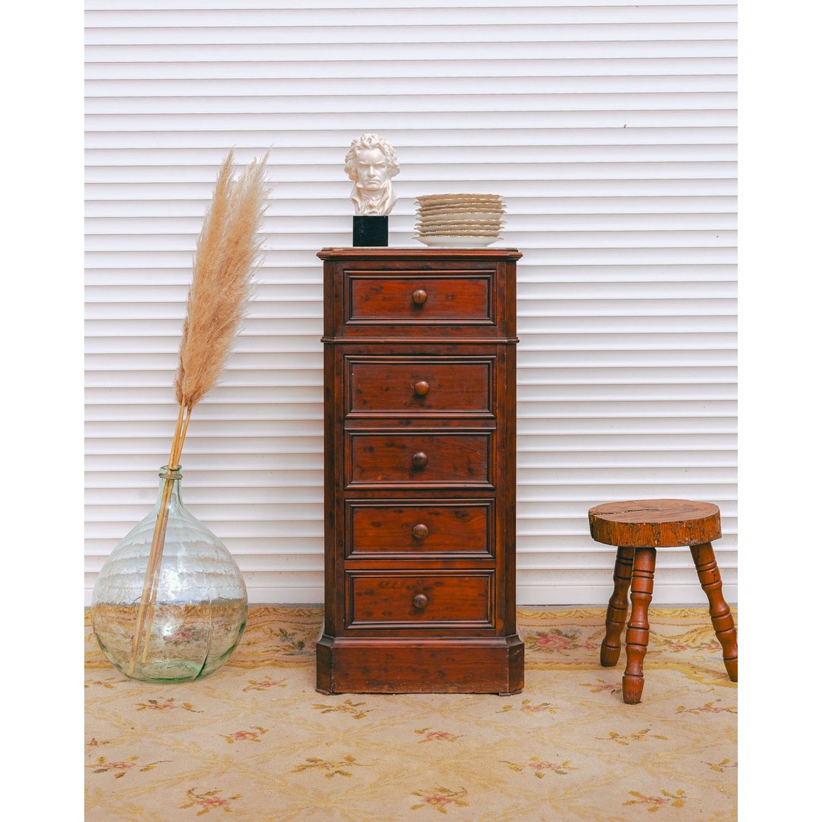 Chiffonnier en bois et marbre Valery N°135 - Bon état blanc, DEBONGOUT