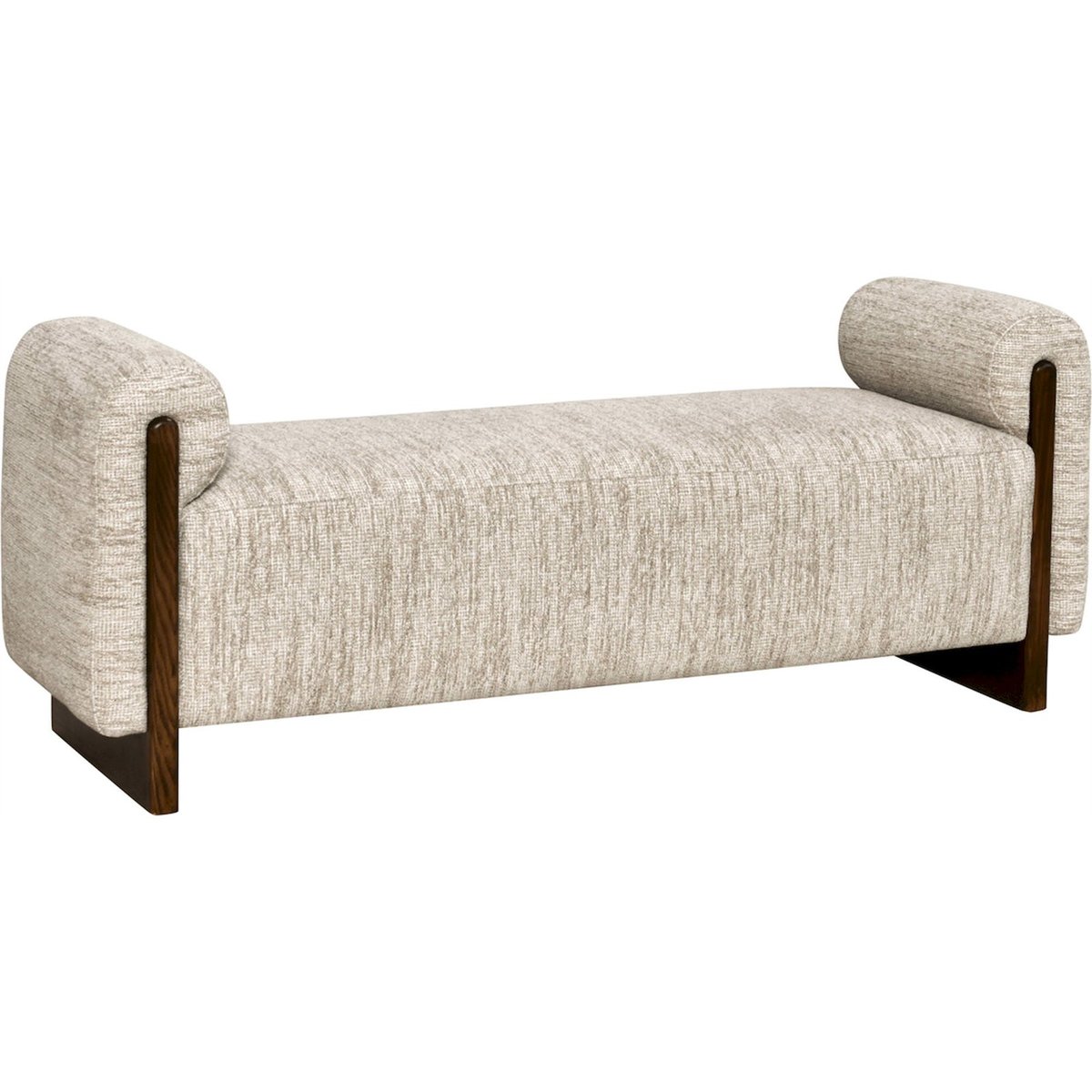 Banc rembourré en frêne, Style contemporain beige naturel et bois foncé, RECOLLECTION
