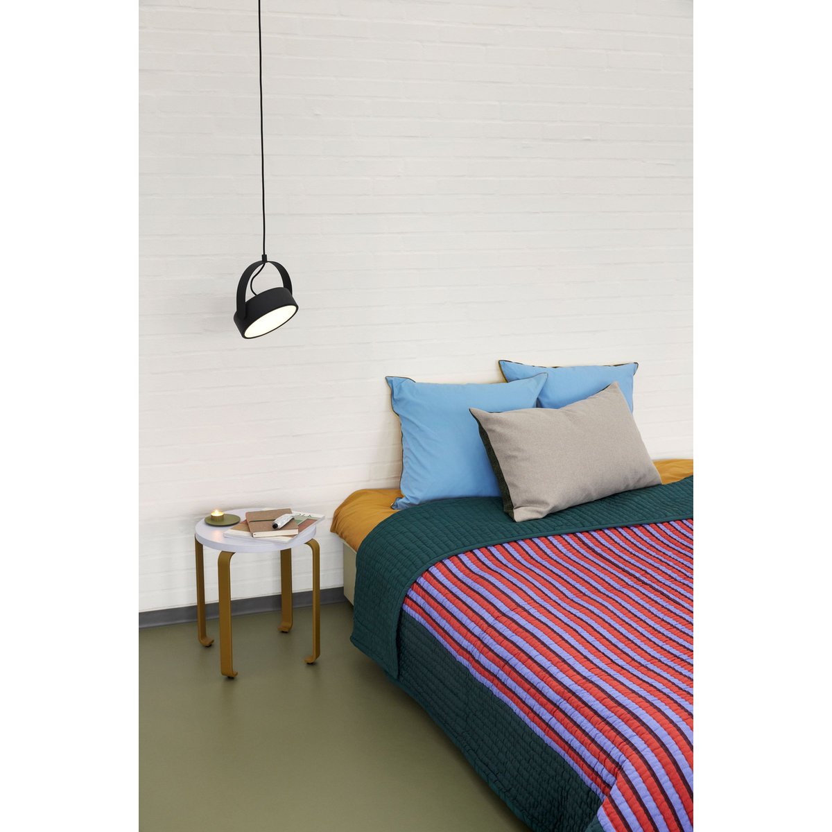 Parure de lit AKI bleu/jaune, HUBSCH