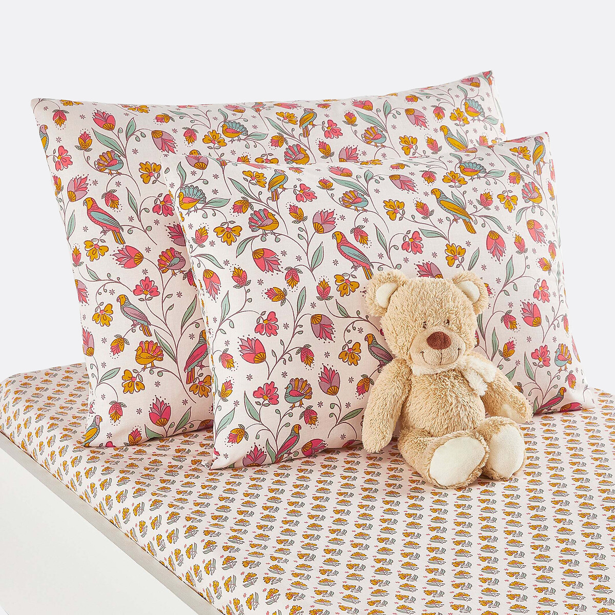 Taie d’oreiller bébé en coton, Bertille imprimé rose, LA REDOUTE INTERIEURS