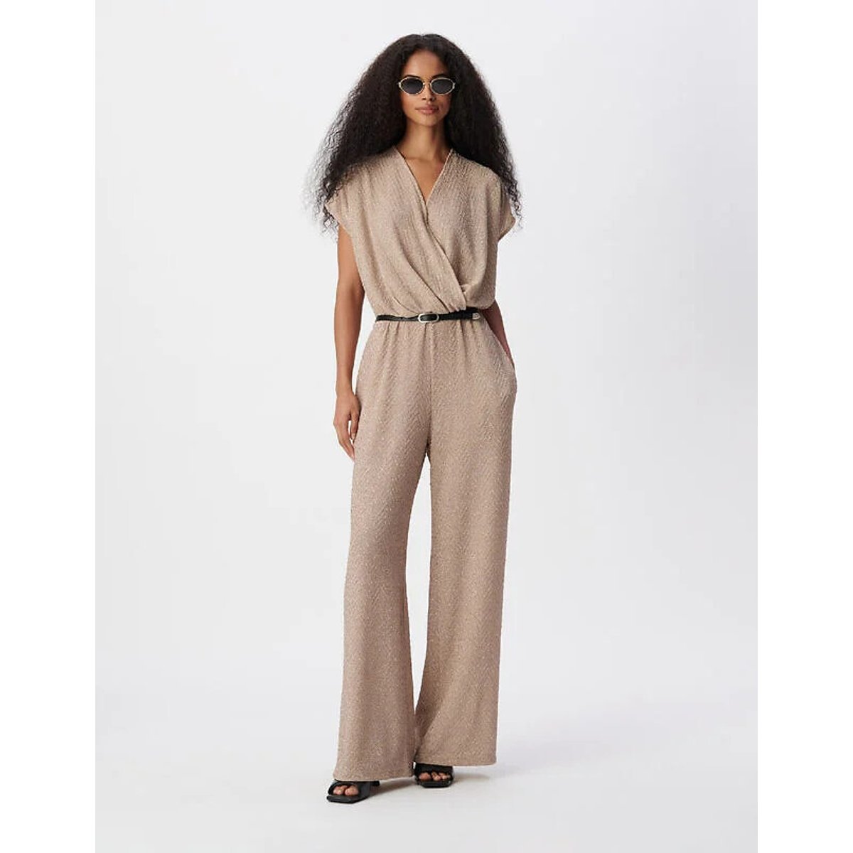 Traje pantalón de manga corta con escote en la espalda lino, IKKS