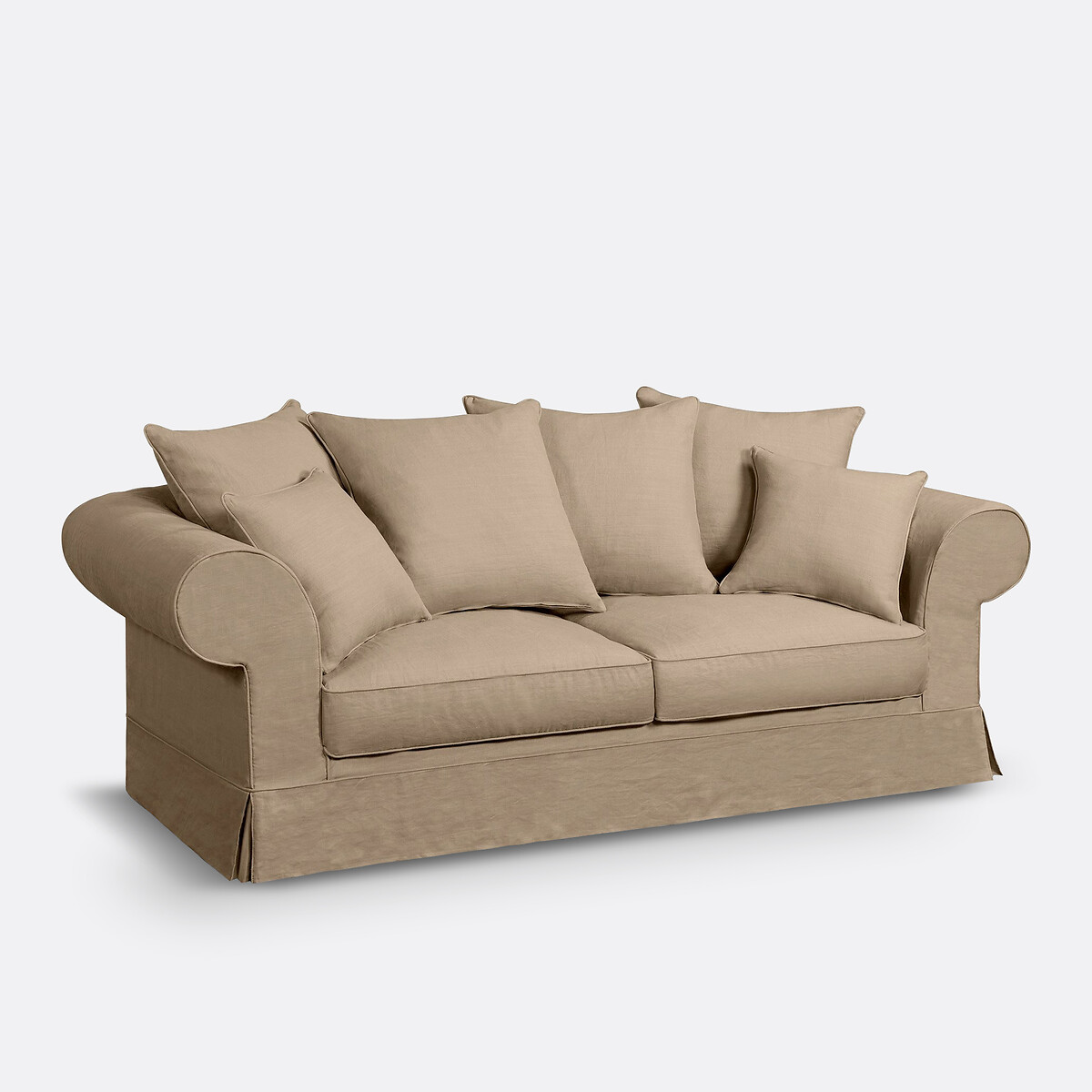 Canapé 2, 3, ou 4 places, déhoussable, en lin épais, ADELIA naturel, LA REDOUTE INTERIEURS