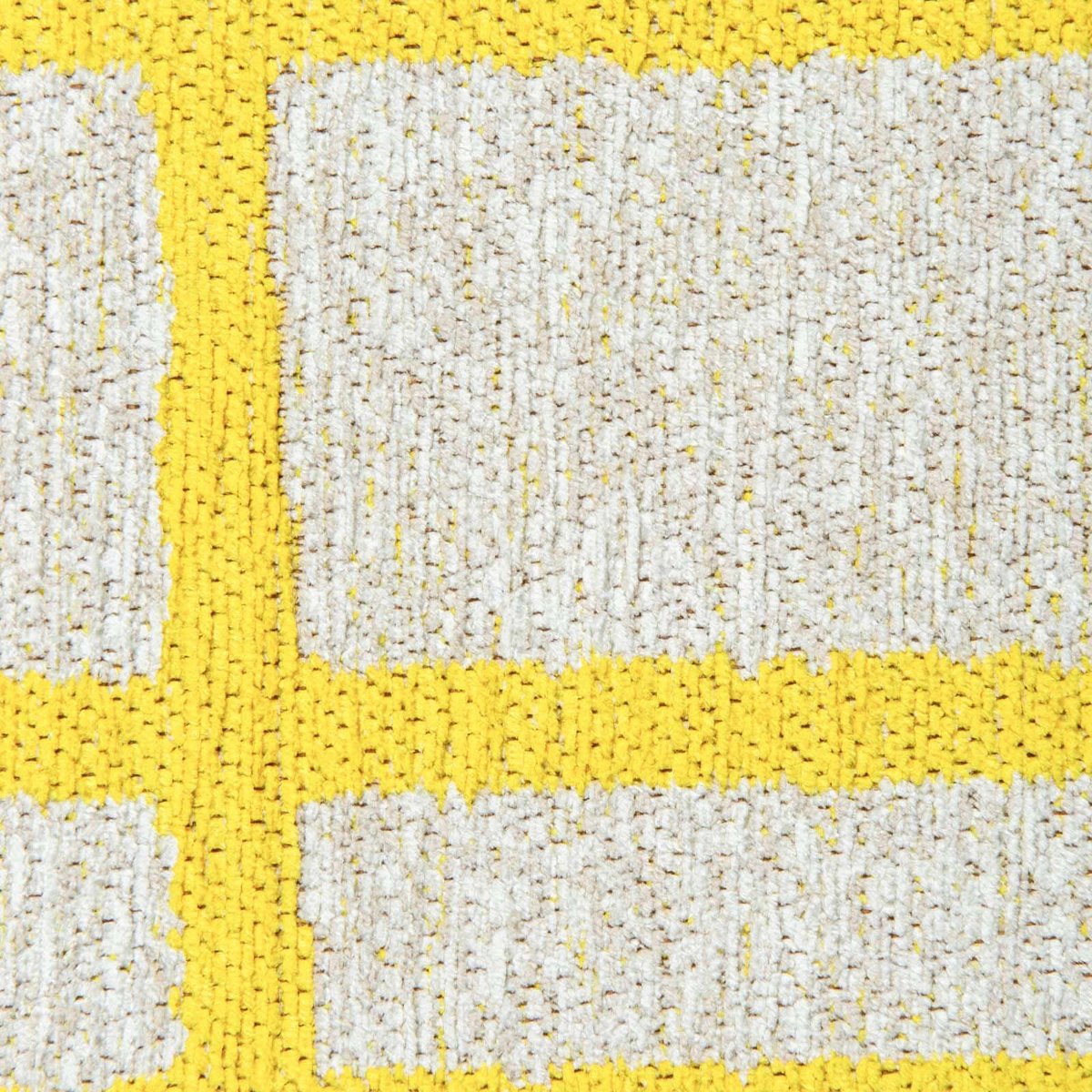 Tapis intérieur extérieur jacquard, CARO beige clair à carreaux jaune vif, RECOLLECTION