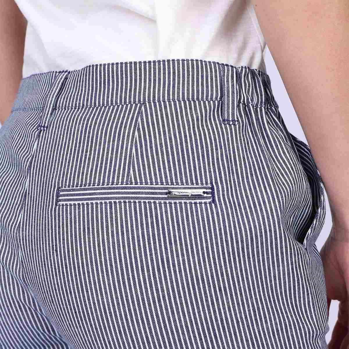 Pantalon chino rayé bleu marine, MISE AU GREEN