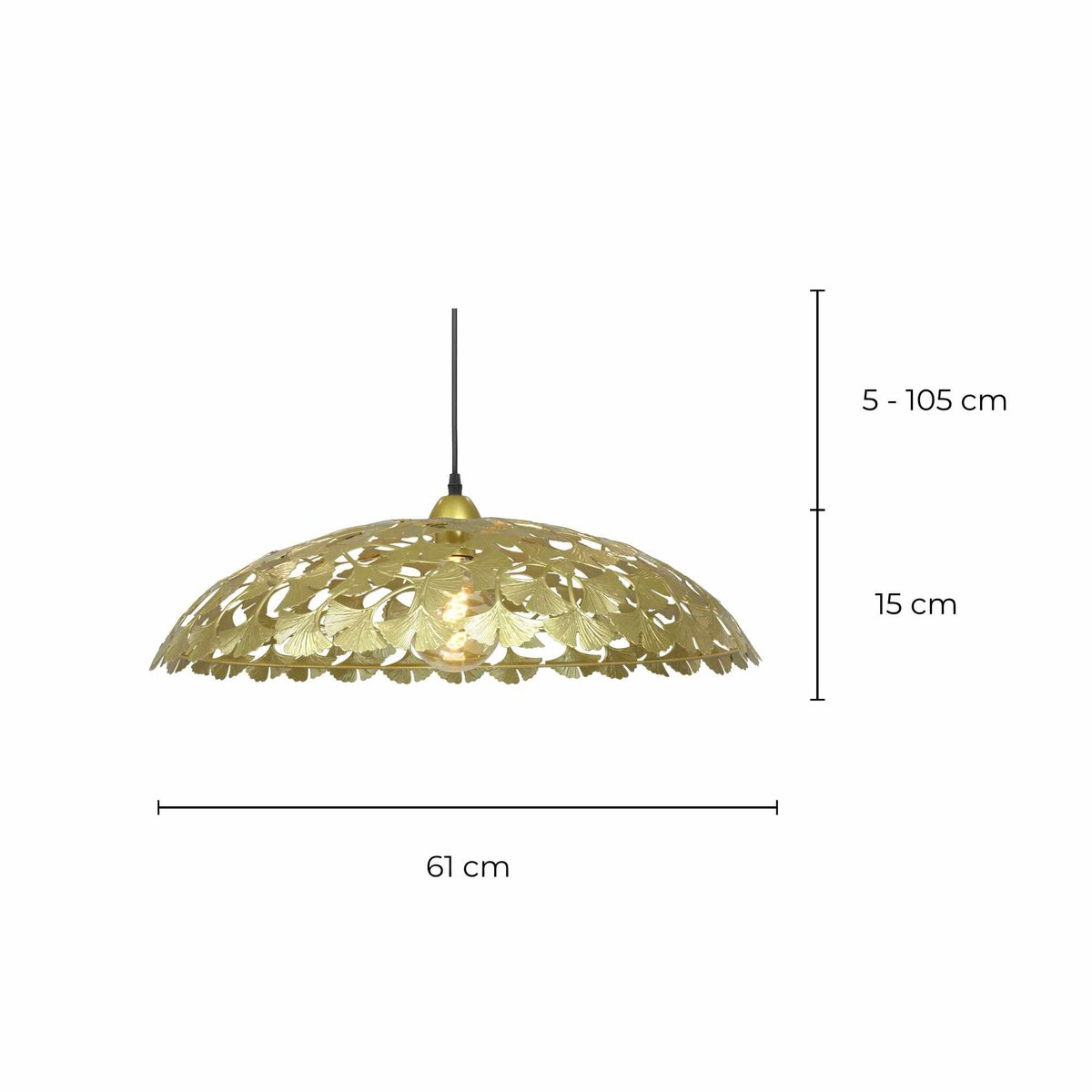 Suspension en métal feuilles de ginko biloba, SYMBIOSE doré, C-CREATION
