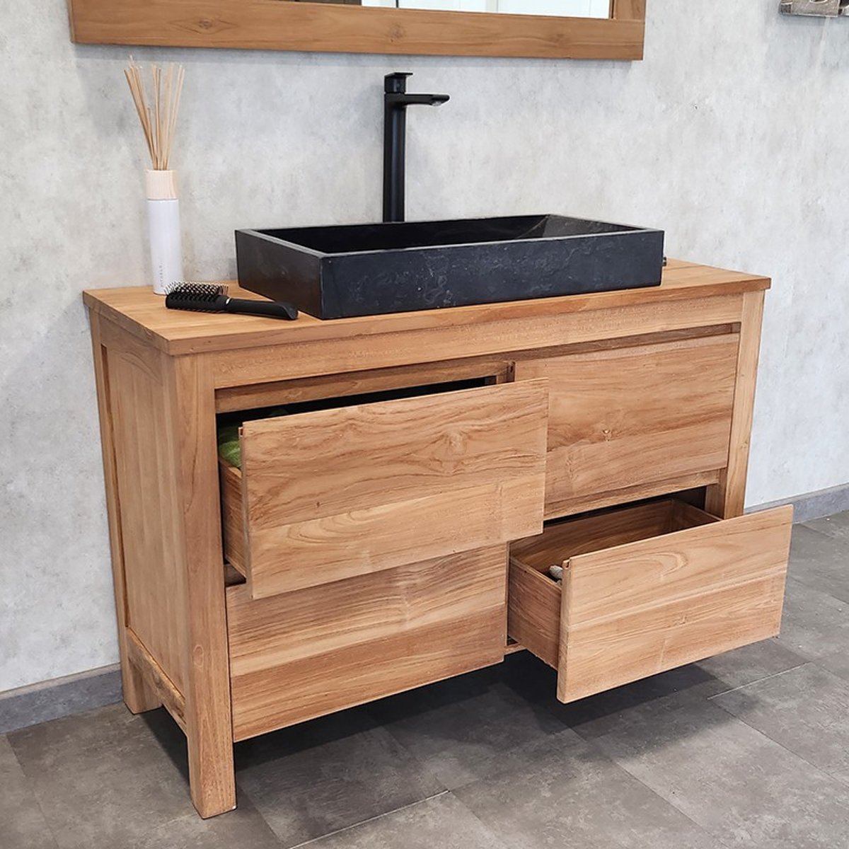 Meuble sous vasque en teck massif 140 cm - VAREDO naturel, WILDWATER