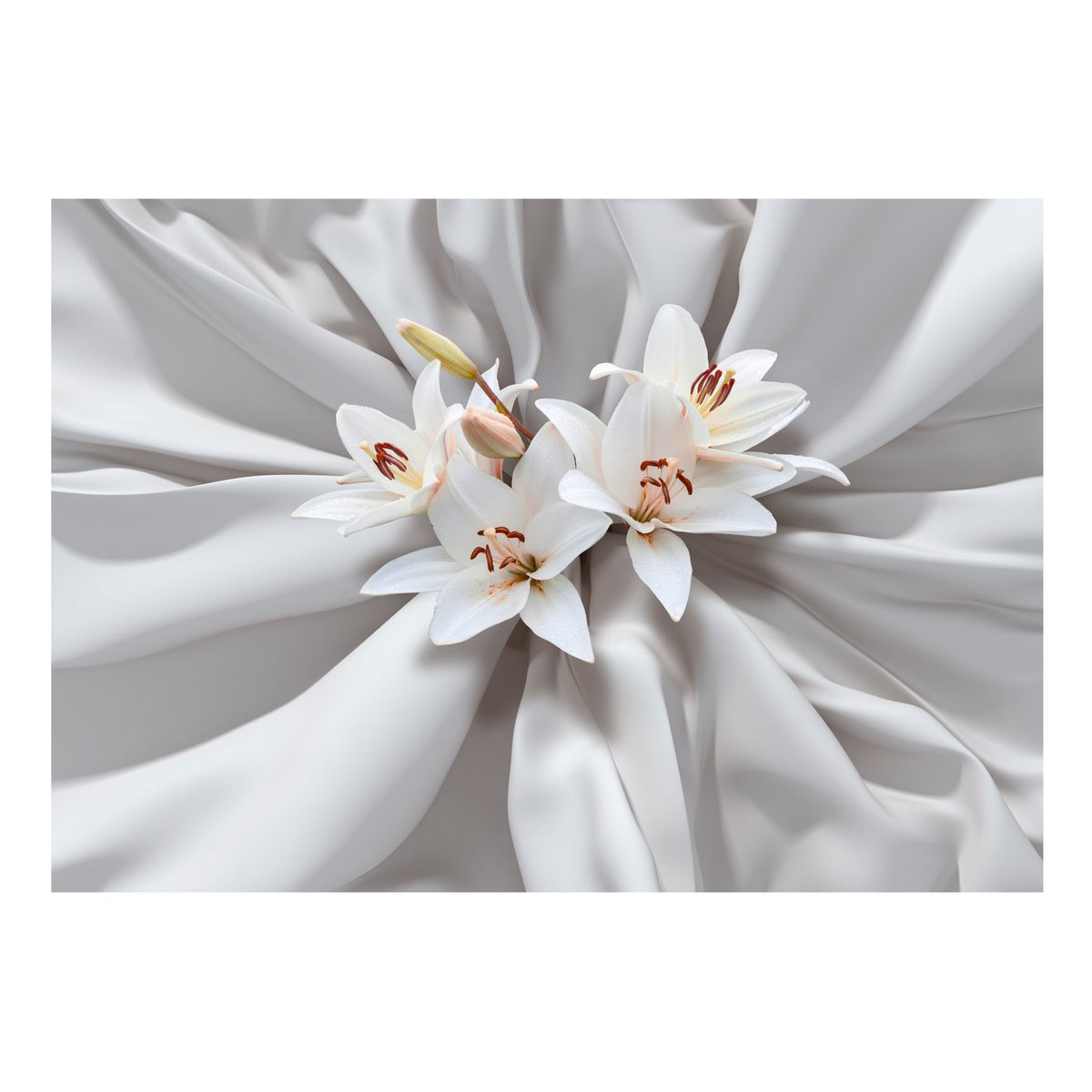 Papier peint intissé panoramique Fleurs Sensual Lilies gris / argent, EDEN