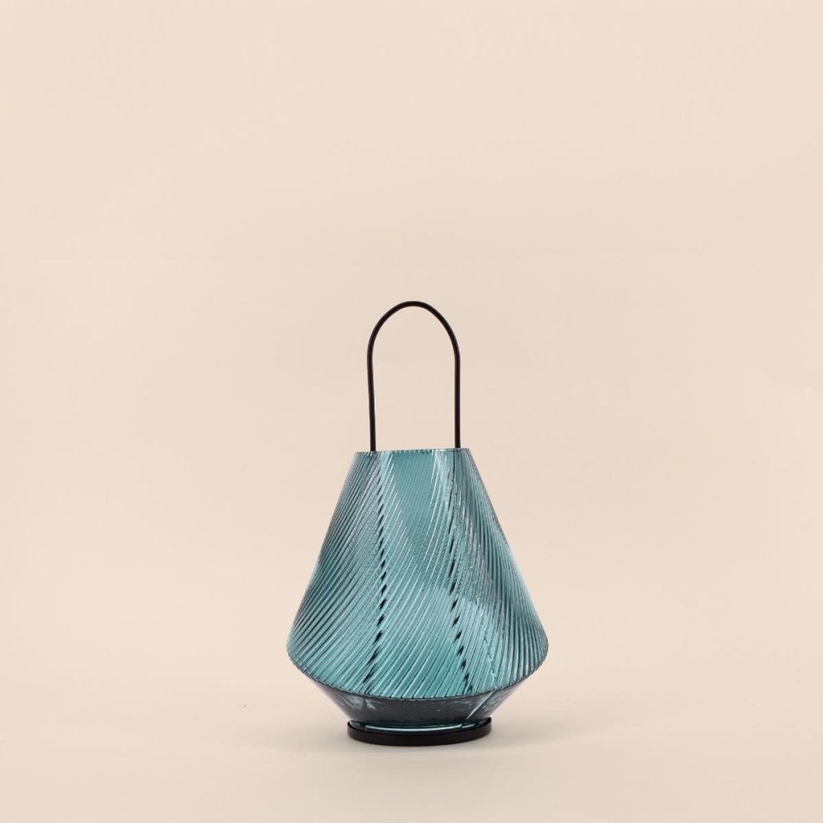 Lanterne design en verre 30cm vert, ORNAMI