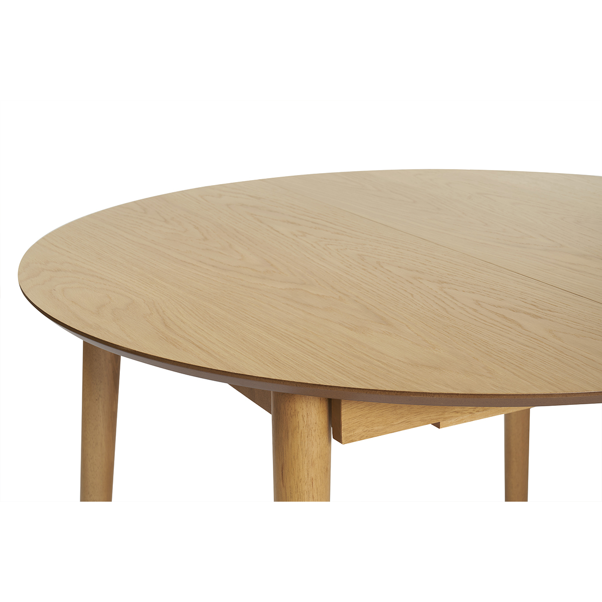Table extensible rallonges intégrées ronde en bois clair chêne L115-154 cm EGO chêne clair, MILIBOO