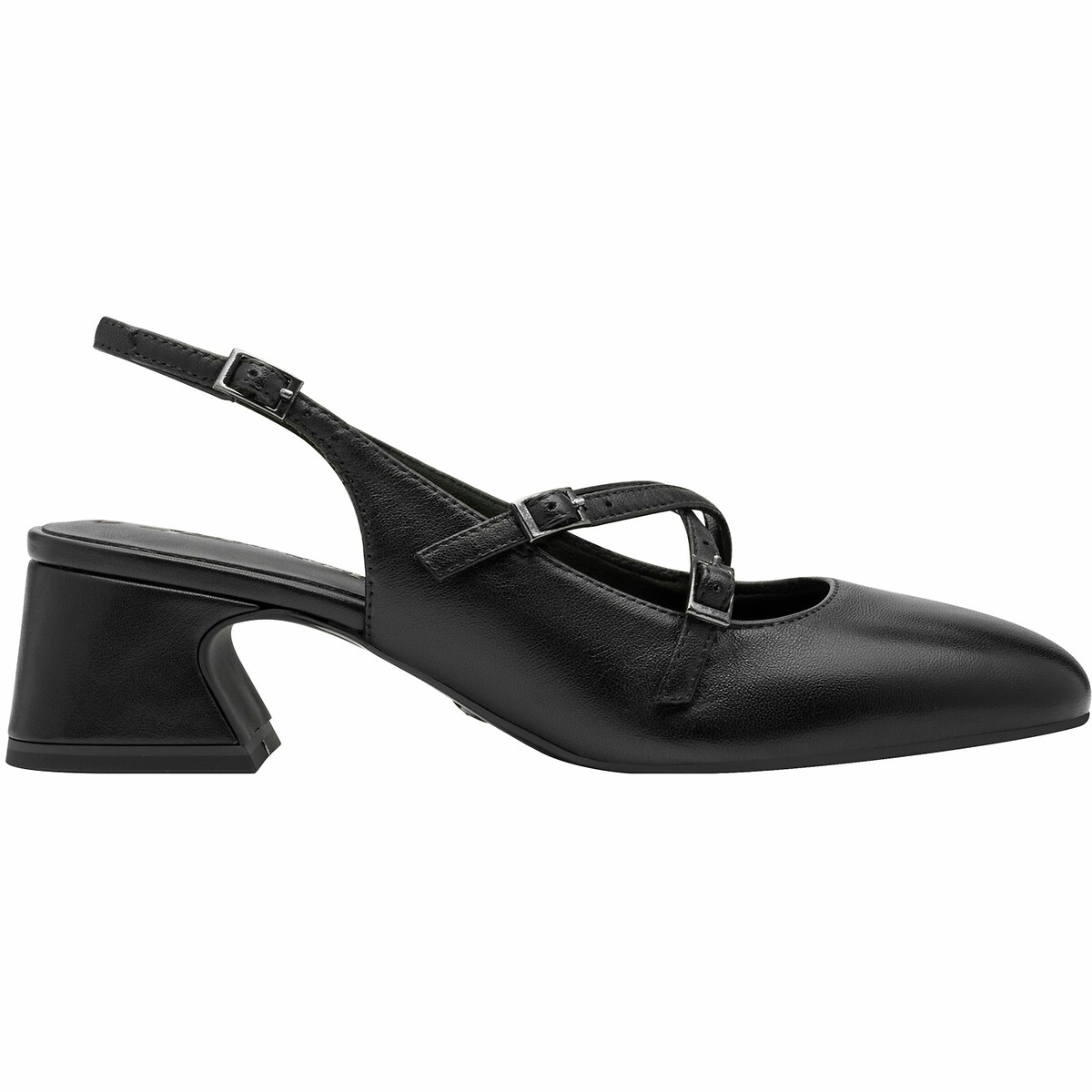 Ballerines slingback en cuir noir, TAMARIS