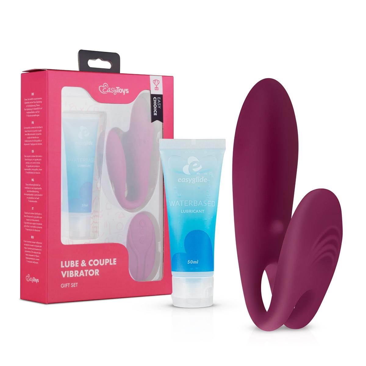 Vibromasseur coffret télécommandé pour couple avec lubrificant violet, EASY CHOICE