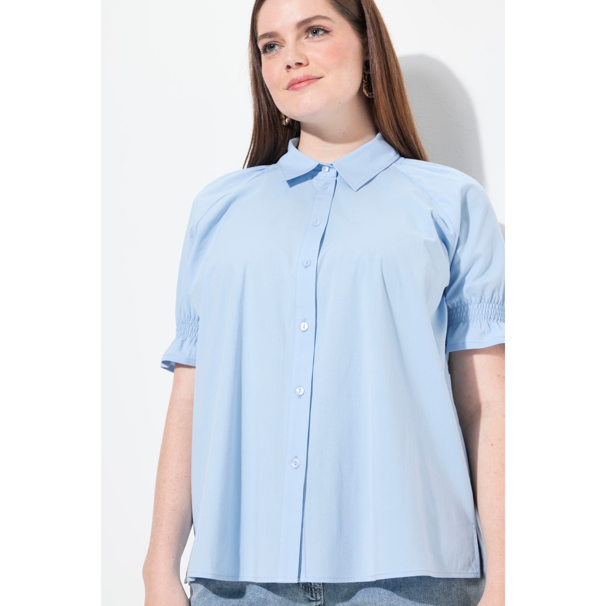 Chemisier, détails smokés, col chemise bleu pigeon, ULLA POPKEN