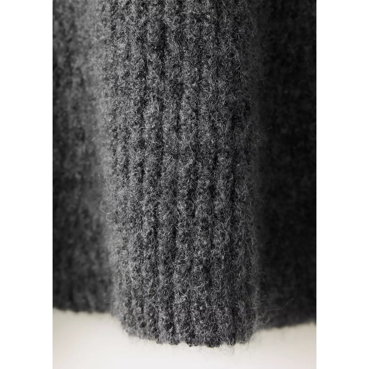 Pull péplum maille côtelée gris chiné foncé, MANGO