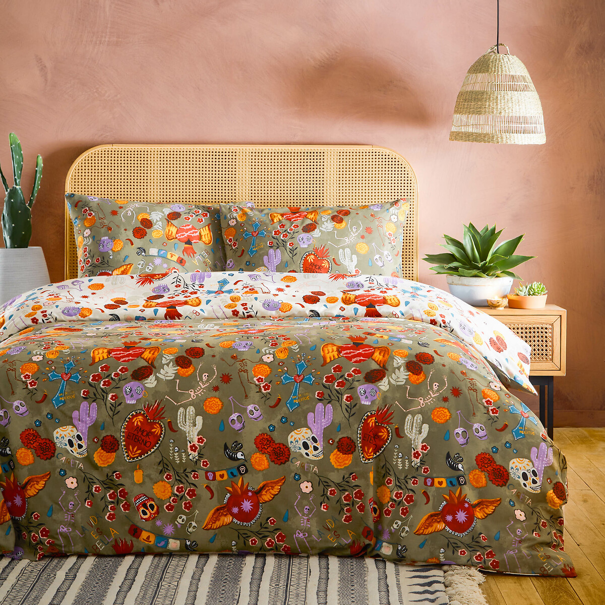 La Vida Festive Reversible Duvet Cover and Pillowcase Set multi-coloured, FURN.