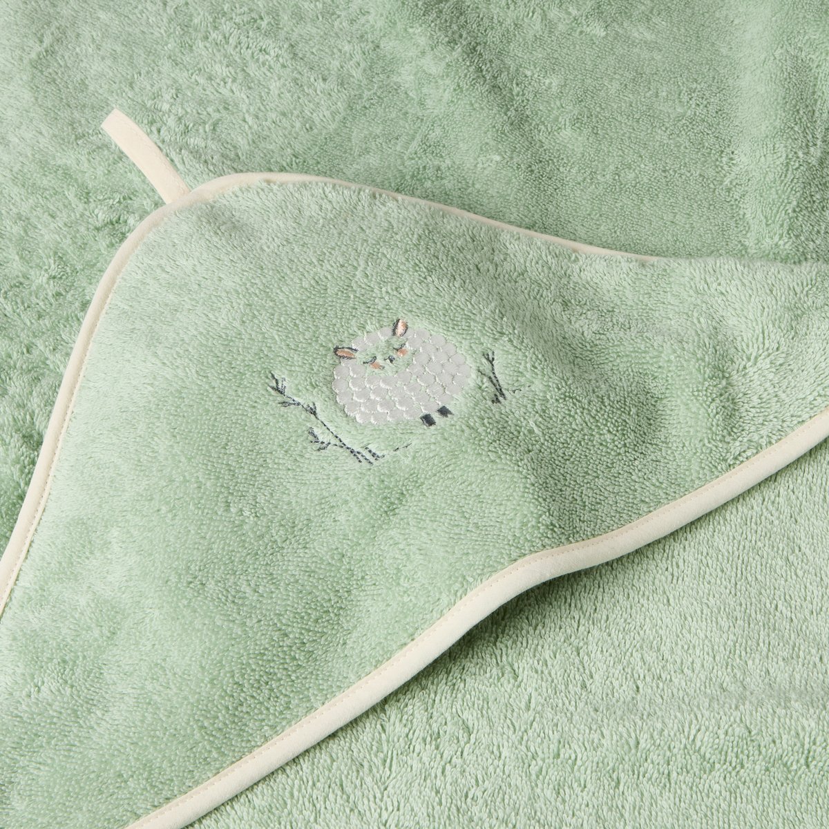 Cape de bain coton bio BALADE amande, CARRE BLANC