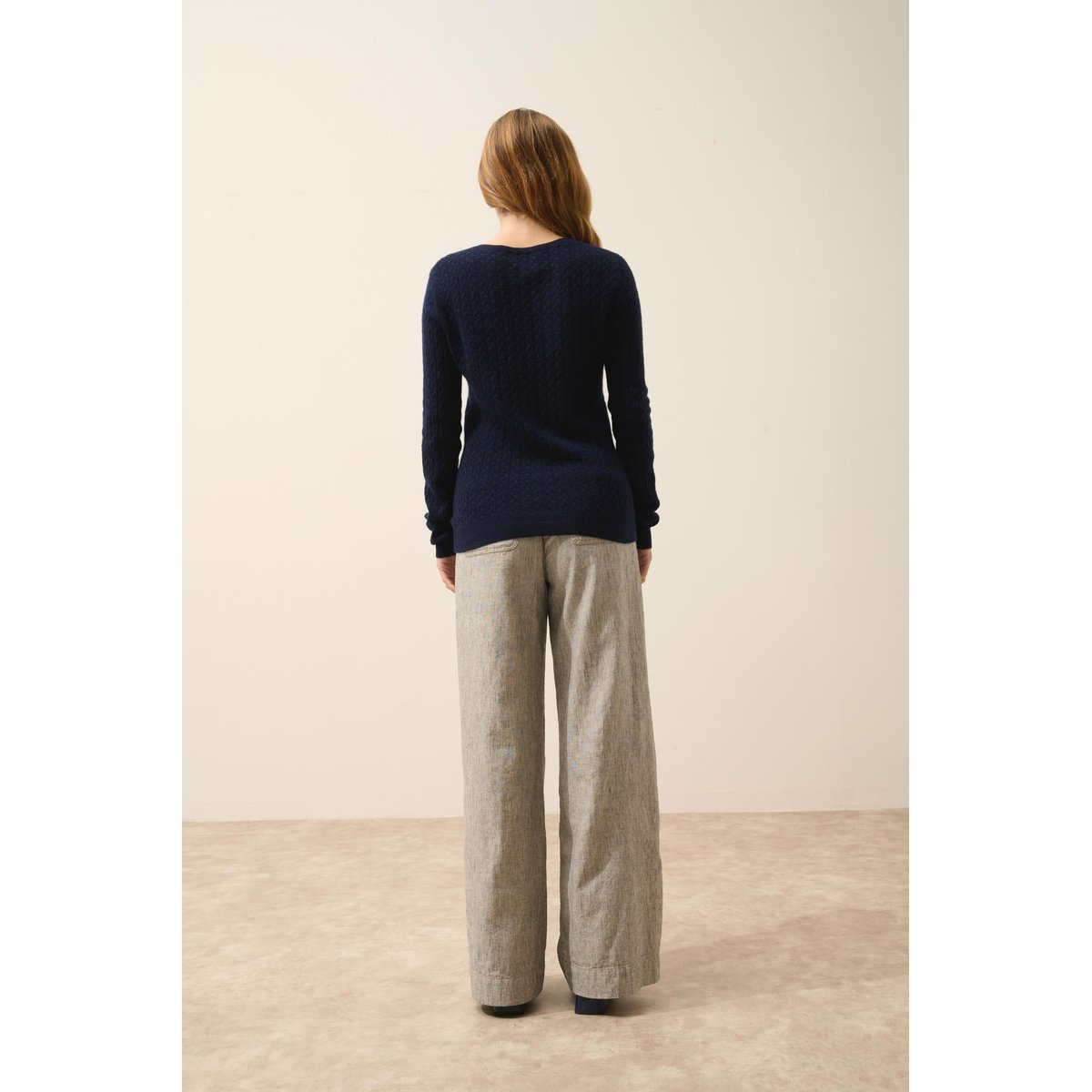 Cardigan Col Rond Navy Laura bleu foncé, JUST CASHMERE