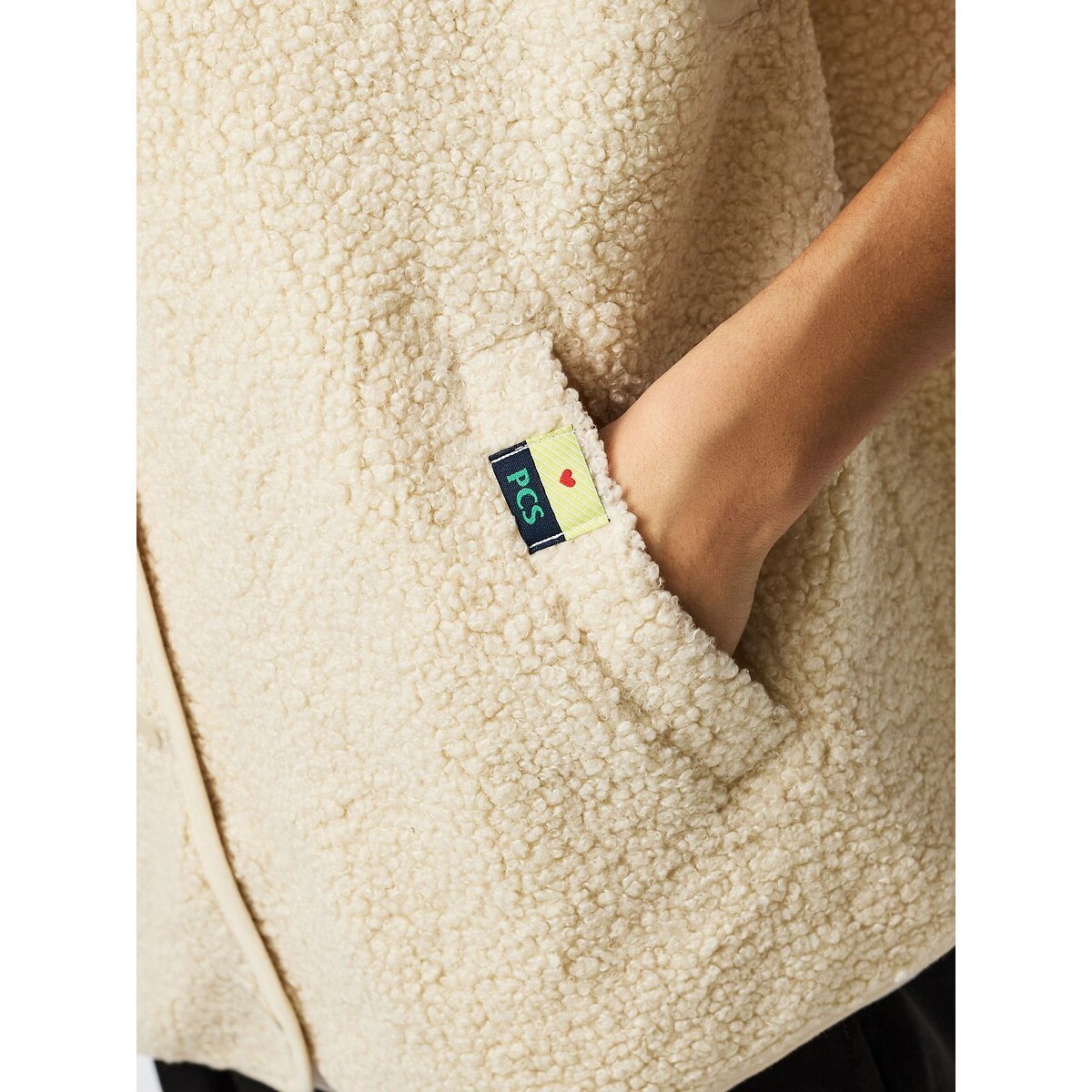 Gilet senza maniche in sherpa beige, PIECES