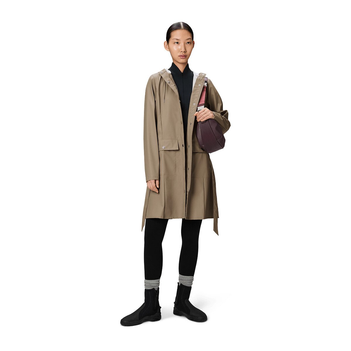 Veste imperméable ceinturée CURVE beige, RAINS