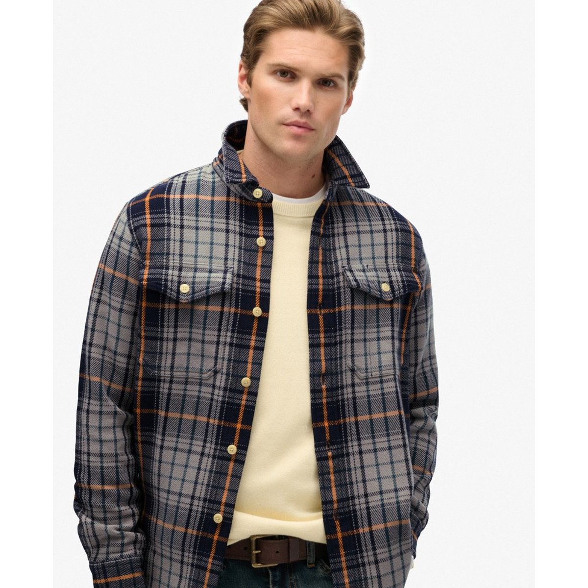 Chemise à Carreaux Épaisse - The Merchant Store bleu marine dégradé homestead, SUPERDRY