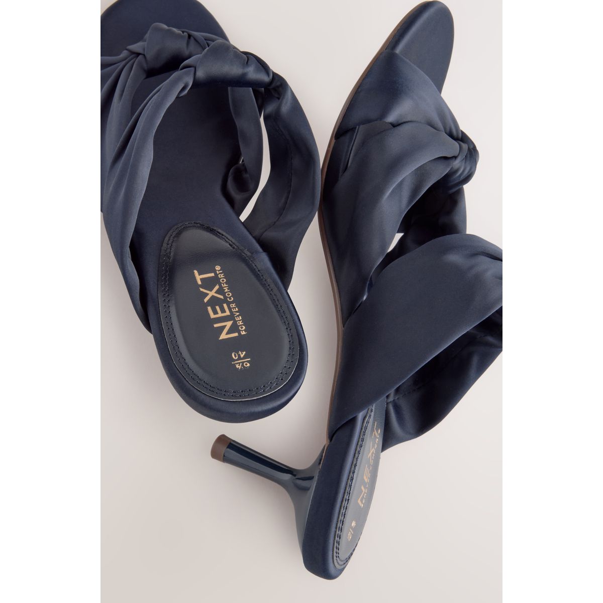 Mules à petit talon, torsade et bout rond bleu marine, NEXT
