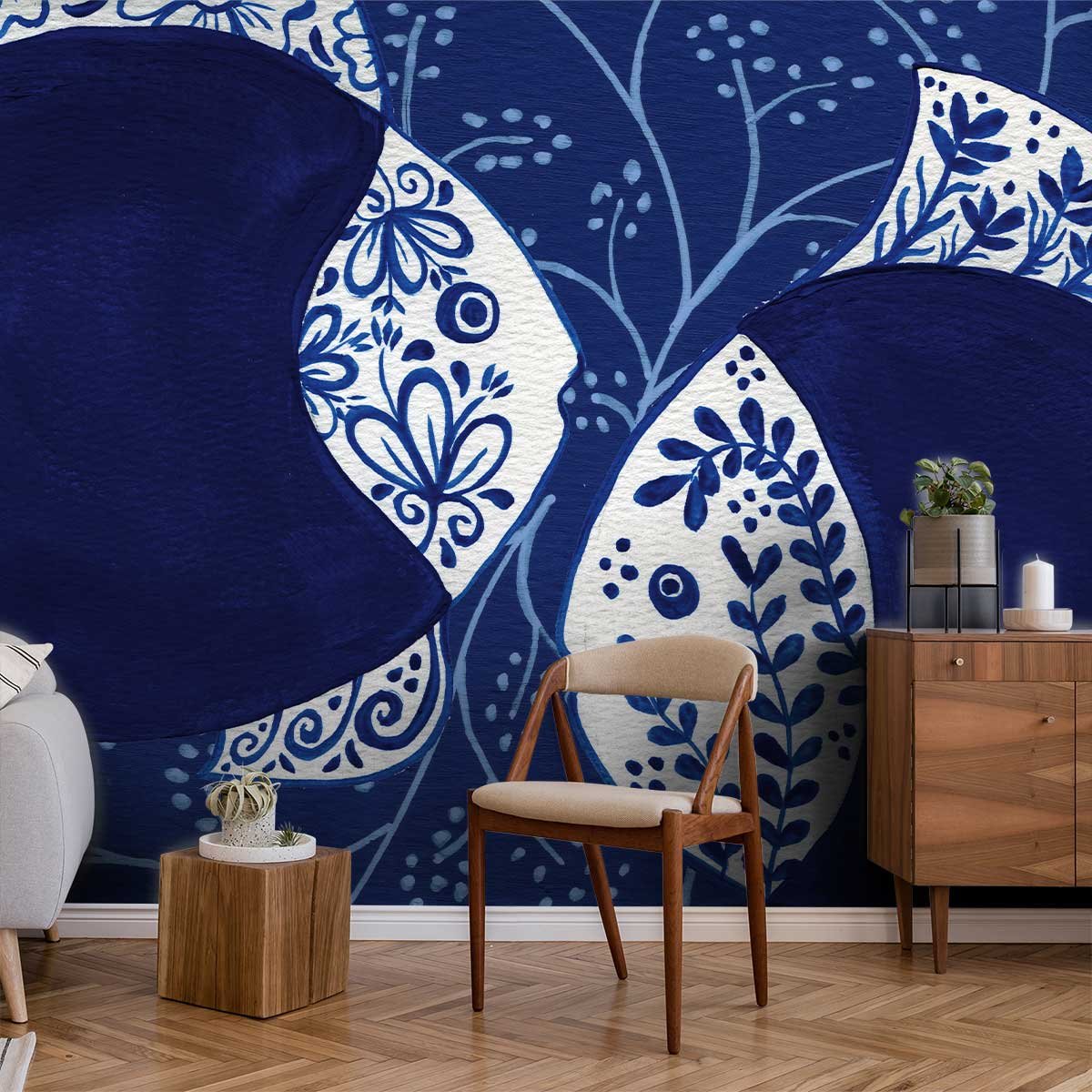 Papier peint poissons bleu du sud intissé, HEXOA