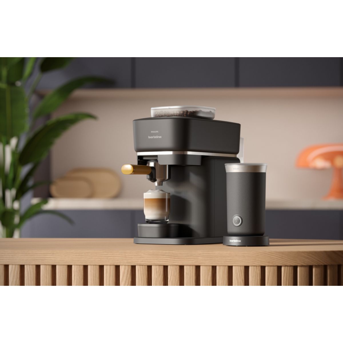 Mousseur à lait noir pour baristina couleur unique, PHILIPS