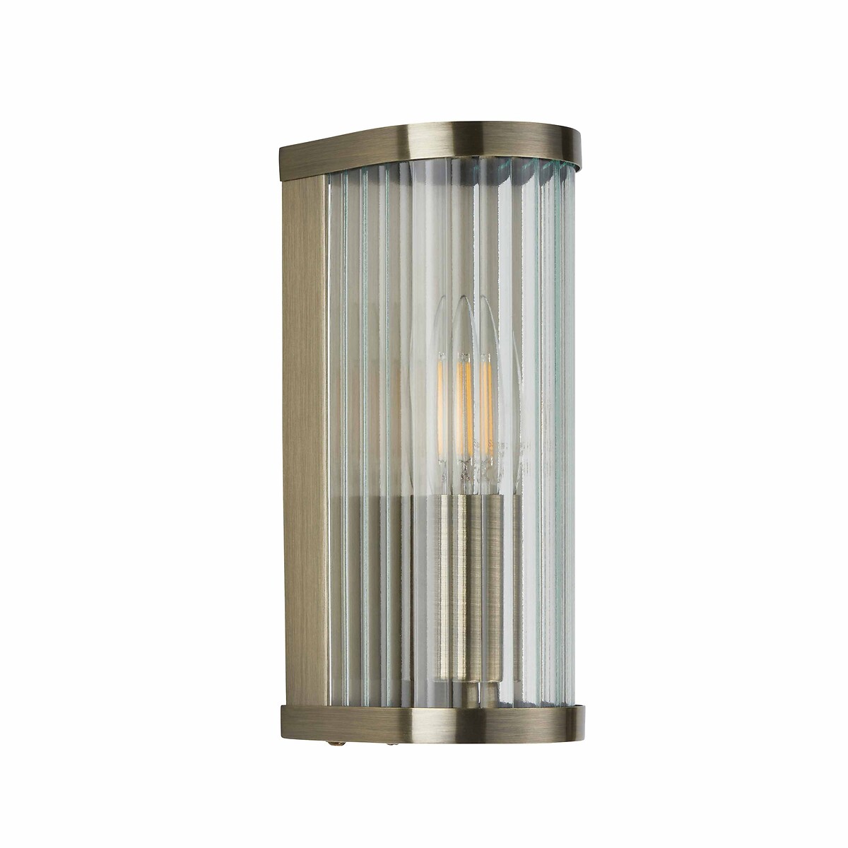 Risto 1-Light Ribbed Glass Wall Light brass, ÉDITÉ