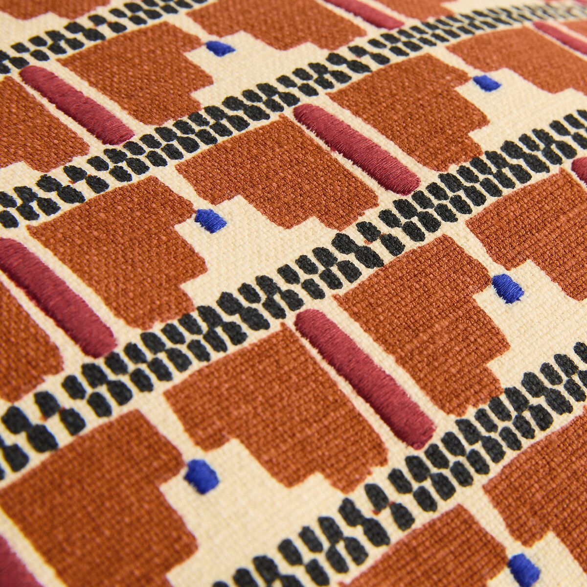 Housse de coussin, 80% coton, 20% lin, 45 x 45 cm, TINARI caramel, LA REDOUTE INTERIEURS