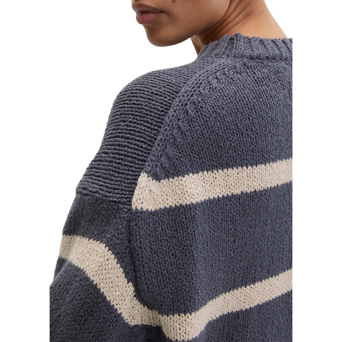 Pull oversize en coton mélangé de haute qualité bleu foncé, MARC O'POLO